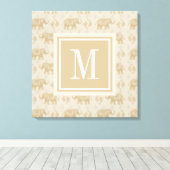 Monogramm | Elephant Khaki Caravan Muster Leinwanddruck (Insitu (Holzboden))