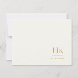 Monogramm Elfenbein Gold Einfache Monogrammierte N Mitteilungskarte
