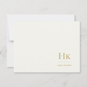 Monogramm Elfenbein Gold Einfache Monogrammierte N Mitteilungskarte