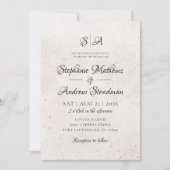 Monogramm Elfenbeinbeige Texturierte Hochzeit Einladung (Vorderseite)