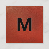 Monogramm | Emboss Lettern Red Leather Quadratische Visitenkarte (Vorderseite)
