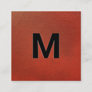 Monogramm Emboss Lettern Red Leather Quadratische Visitenkarte