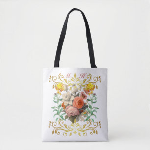 Monogramm Englischer Garten Vintage Blumen  Tasche