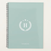Monogramm Enteneigrün Modern Minimalist Fitness Planer (Vorderseite)