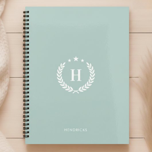 Monogramm Enteneigrün Modern Minimalist Fitness Planer