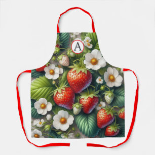 Monogramm Erdbeere Allover-Print-Küchenschürze Schürze