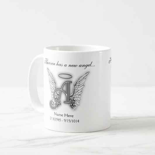 Monogramm-Erinnerungstribut-Buchstabe A Kaffeetasse (Vorderseite Links)