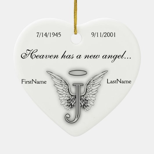 Monogramm-Erinnerungstribut-Verzierung J Keramikornament (Hinten)