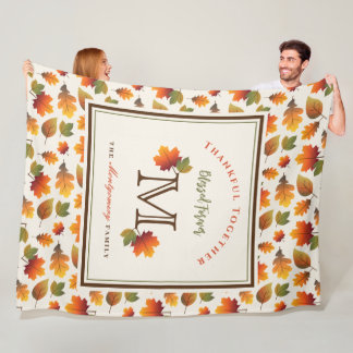 Monogramm-Erntedank der Familie im Herbst/Herbst Fleecedecke