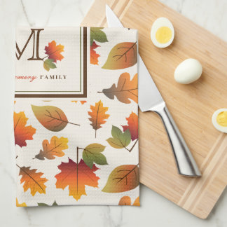 Monogramm-Erntedank der Familie im Herbst/Herbst Geschirrtuch