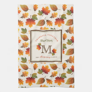 Monogramm-Erntedank der Familie im Herbst/Herbst Geschirrtuch