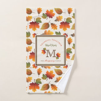 Monogramm-Erntedank der Familie im Herbst/Herbst Handtuch