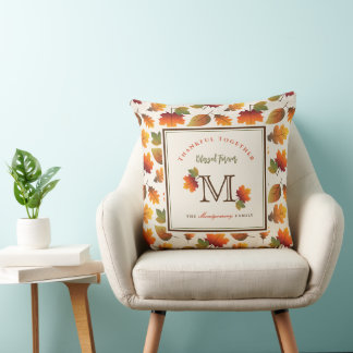 Monogramm-Erntedank der Familie im Herbst/Herbst Kissen