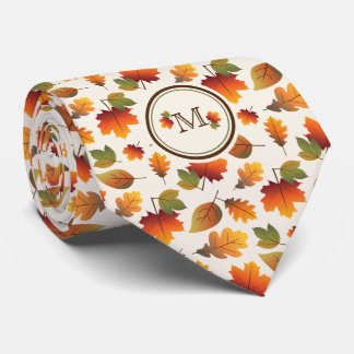 Monogramm-Erntedank der Familie im Herbst/Herbst Krawatte