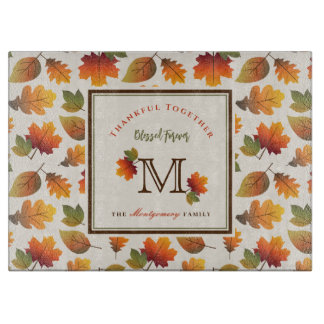 Monogramm-Erntedank der Familie im Herbst/Herbst Schneidebrett
