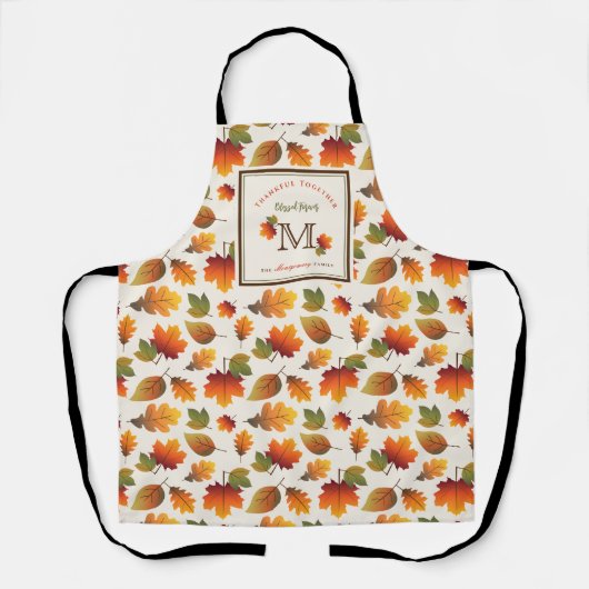 Monogramm-Erntedank der Familie im Herbst/Herbst Schürze (Vorderseite)