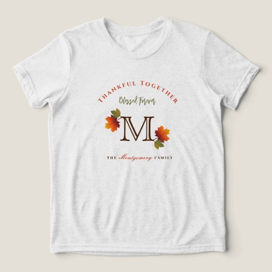 Monogramm-Erntedank der Familie im Herbst/Herbst Tri-Blend Shirt (Design Vorderseite)
