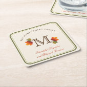 Monogramm-Erntedank für Herbst/Herbstlaub Rechteckiger Pappuntersetzer (angewinkelt)