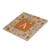 Monogramm-Erntedank-Herbstlaub Fliese (Seite)