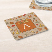 Monogramm-Erntedank-Herbstlaub Rechteckiger Pappuntersetzer (angewinkelt)