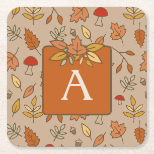 Monogramm-Erntedank-Herbstlaub Rechteckiger Pappuntersetzer
