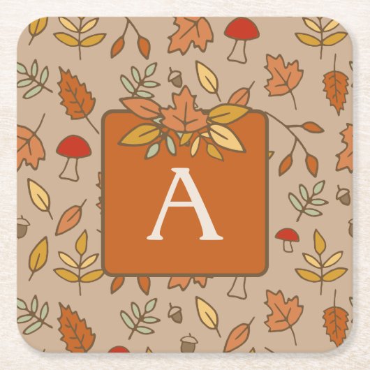 Monogramm-Erntedank-Herbstlaub Rechteckiger Pappuntersetzer (Vorderseite)