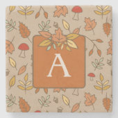 Monogramm-Erntedank-Herbstlaub Steinuntersetzer (Vorderseite)