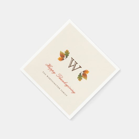 Monogramm-Erntedank-Party-Papier für den Herbst Serviette (Ecke)