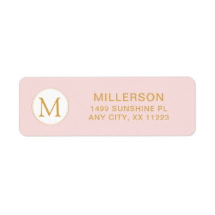 Monogramm erröten rosa GoldRücksendeadresse