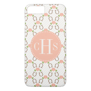 Monogramm erröten Rose und Hufeisen Case-Mate iPhone Hülle