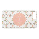 Monogramm erröten Rose und Hufeisen Case-Mate iPhone Hülle (Rückseite (Horizontal))