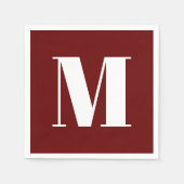 Monogramm Erstburgundweiß anpassen Serviette (Vorderseite)