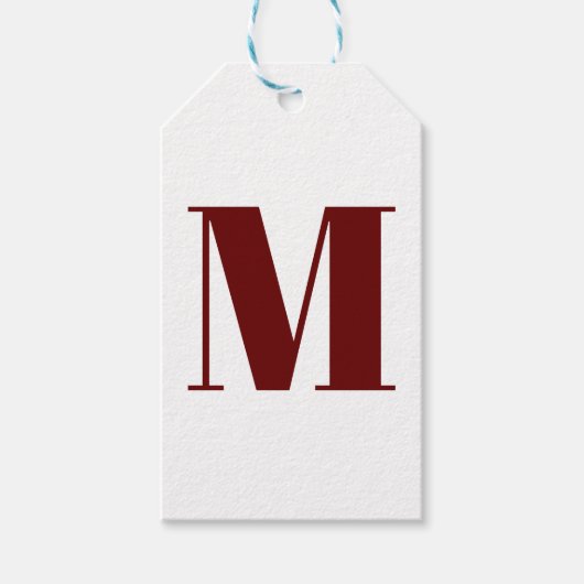 Monogramm Erstburgundy-Maroon weiß anpassen Geschenkanhänger (Vorderseite)