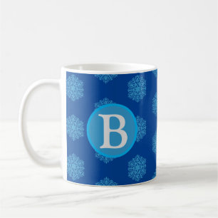Monogramm erste "B" Blue Snowflakes Kaffeemaschine Kaffeetasse