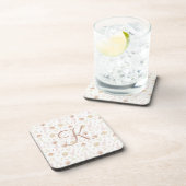 Monogramm Erste botanische Rose Gold Tan Neutral Getränkeuntersetzer (Rechte Seite)