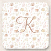 Monogramm Erste botanische Rose Gold Tan Neutral Getränkeuntersetzer (Vorderseite)