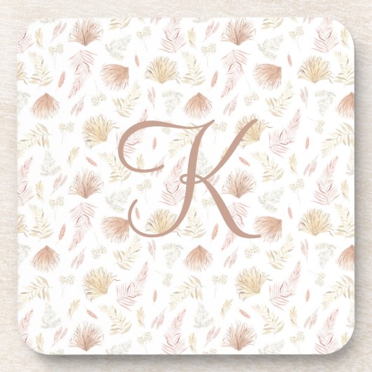 Monogramm Erste botanische Rose Gold Tan Neutral Getränkeuntersetzer (Vorderseite)