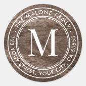 Monogramm erste braune Rücksendeadresse Runder Aufkleber (Vorderseite)