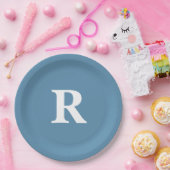 Monogramm erste dunkelblaue, benutzerdefinierte Fa Pappteller (Party)