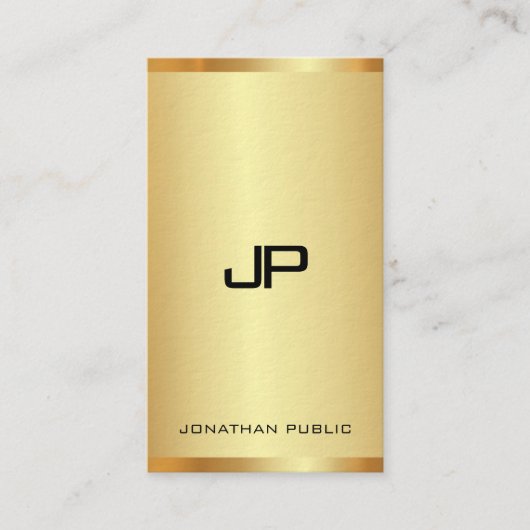 Monogramm erste elegante Gold-Look modern vertikal Visitenkarte (Vorderseite)