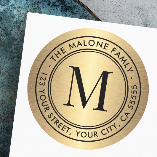 Monogramm erste goldene Gradientenkurve Runder Aufkleber