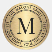 Monogramm erste goldene Gradientenkurve Runder Aufkleber (Vorderseite)