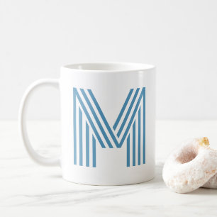 Monogramm erste große Print Summer Blue & White Kaffeetasse