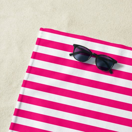 Monogramm erste heiße rosa Fuchsienstreifen Strandtuch (Beispiel)