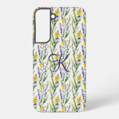 Monogramm erste Lila-gelbe Wildblume Geschenk ihr Samsung Galaxy Hülle (Rückseite)