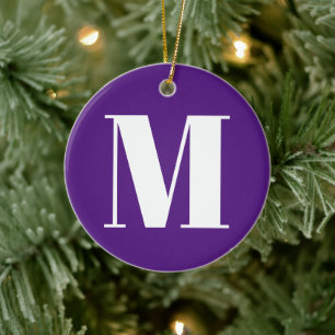 Monogramm erste lila Weihnachten anpassen Keramik Ornament