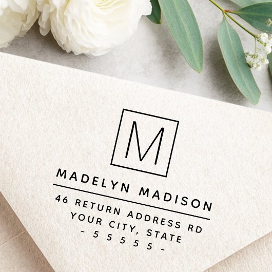 Monogramm erste minimale Rücksendeadresse Gummistempel