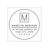 Monogramm erste minimale runde Rücksendeadresse Gummistempel (Prägung)