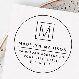 Monogramm erste minimale runde Rücksendeadresse Gummistempel