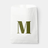 Monogramm erste Olivmoos-weiße Geschenke anpassen Geschenktütchen (Vorderseite)